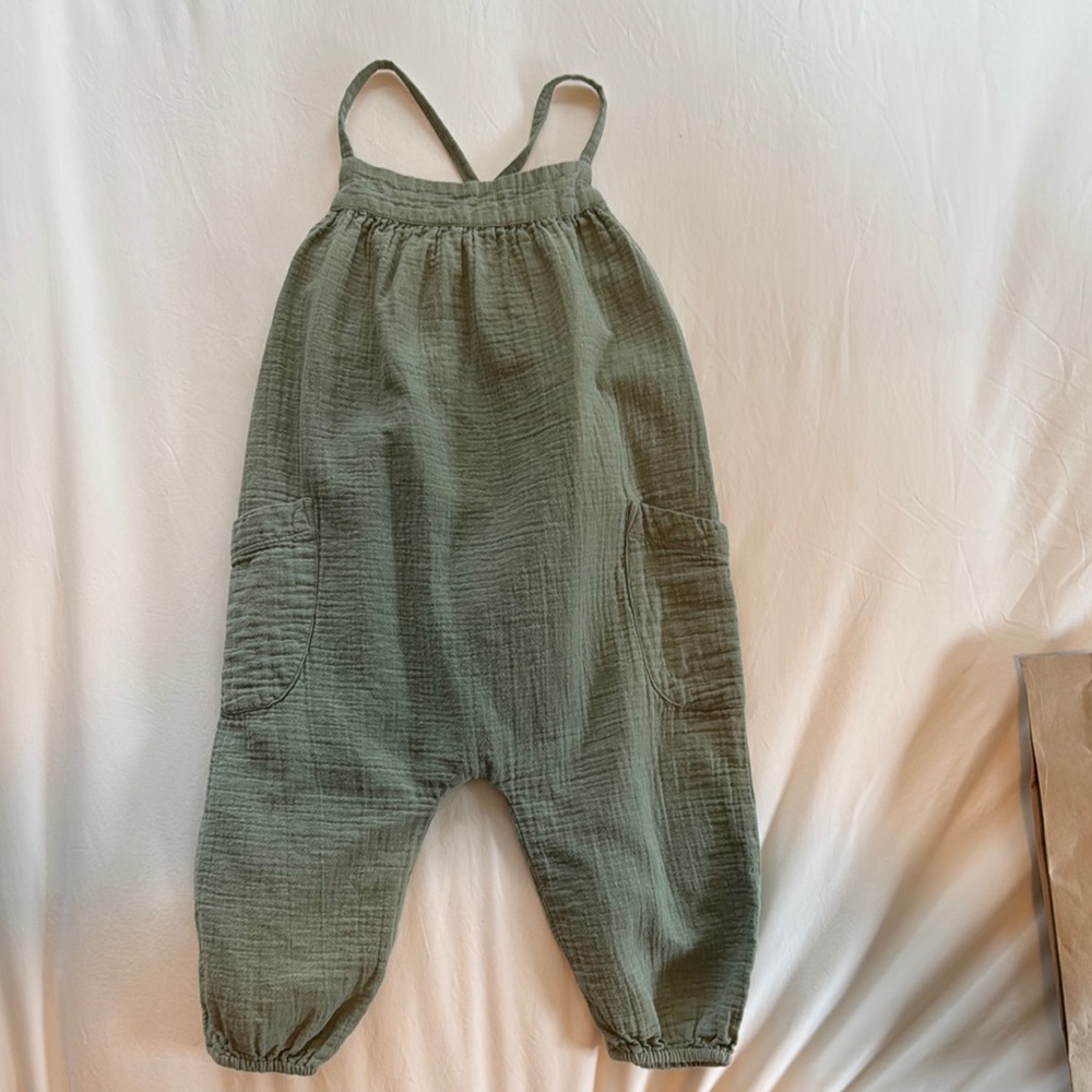 Kids Olive Green Overalls